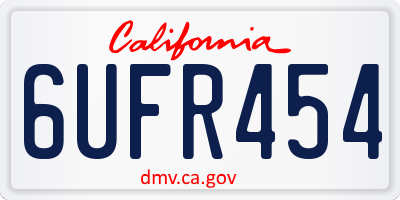 CA license plate 6UFR454
