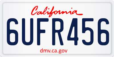 CA license plate 6UFR456