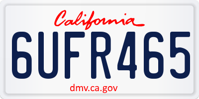 CA license plate 6UFR465
