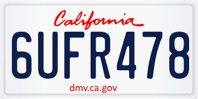 CA license plate 6UFR478