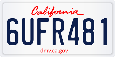 CA license plate 6UFR481