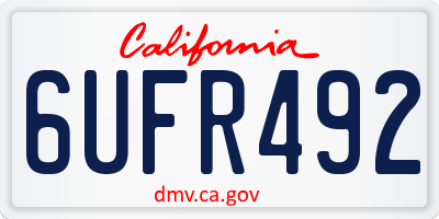 CA license plate 6UFR492