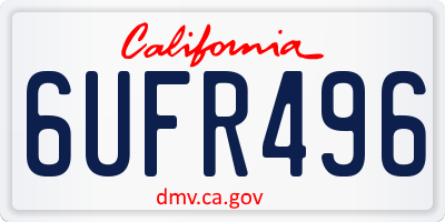 CA license plate 6UFR496