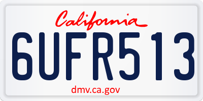 CA license plate 6UFR513