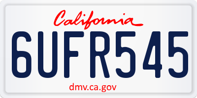 CA license plate 6UFR545