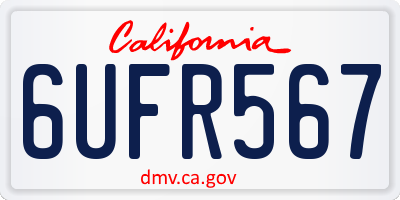 CA license plate 6UFR567