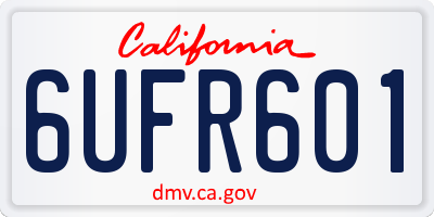 CA license plate 6UFR601
