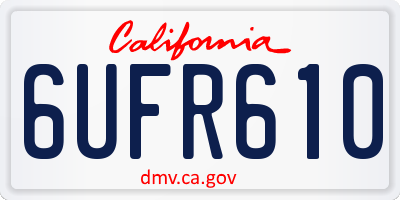 CA license plate 6UFR610