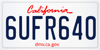 CA license plate 6UFR640