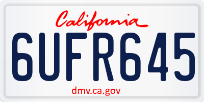 CA license plate 6UFR645