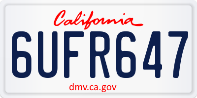 CA license plate 6UFR647