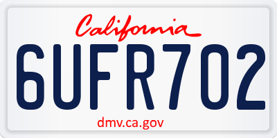 CA license plate 6UFR702