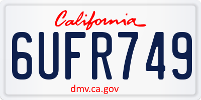 CA license plate 6UFR749