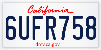CA license plate 6UFR758