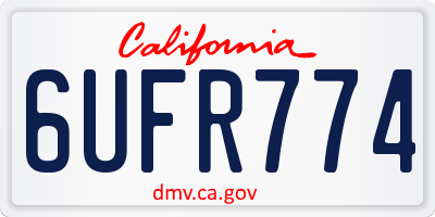 CA license plate 6UFR774