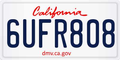 CA license plate 6UFR808