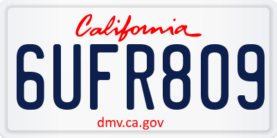 CA license plate 6UFR809