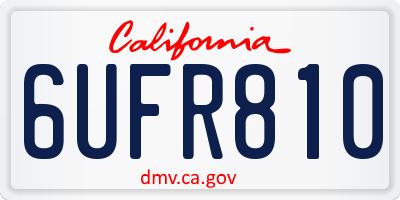CA license plate 6UFR810