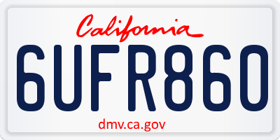 CA license plate 6UFR860