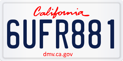 CA license plate 6UFR881