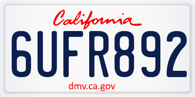 CA license plate 6UFR892