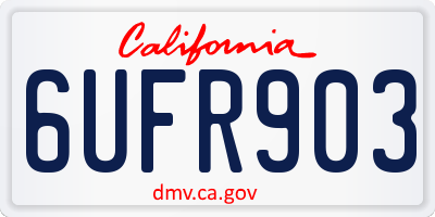CA license plate 6UFR903