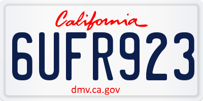 CA license plate 6UFR923
