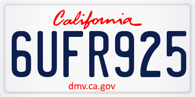 CA license plate 6UFR925