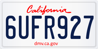 CA license plate 6UFR927