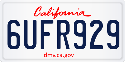 CA license plate 6UFR929