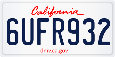 CA license plate 6UFR932