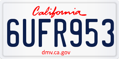 CA license plate 6UFR953