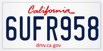 CA license plate 6UFR958