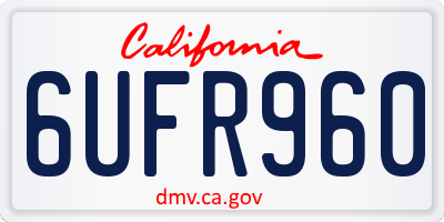 CA license plate 6UFR960