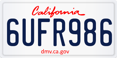CA license plate 6UFR986