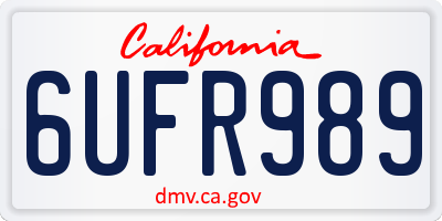CA license plate 6UFR989
