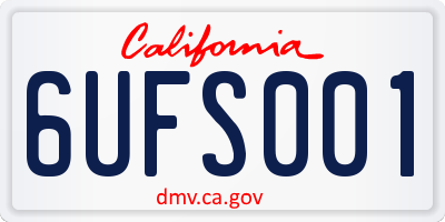 CA license plate 6UFS001