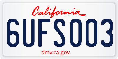 CA license plate 6UFS003