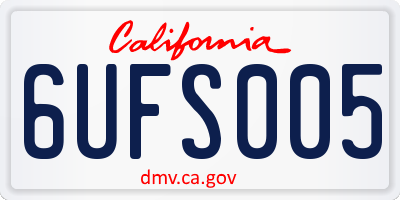 CA license plate 6UFS005