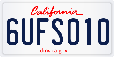 CA license plate 6UFS010