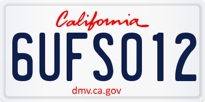 CA license plate 6UFS012