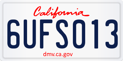 CA license plate 6UFS013