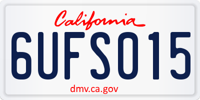 CA license plate 6UFS015