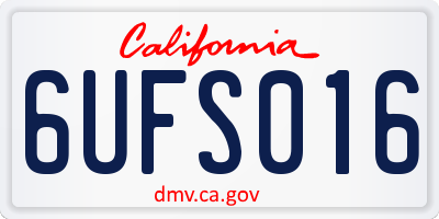 CA license plate 6UFS016