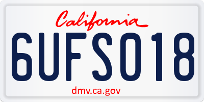 CA license plate 6UFS018