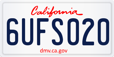 CA license plate 6UFS020