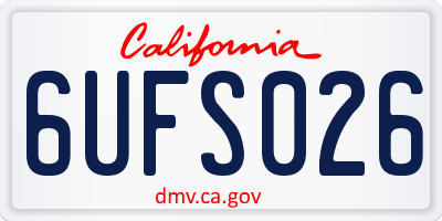 CA license plate 6UFS026