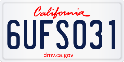 CA license plate 6UFS031