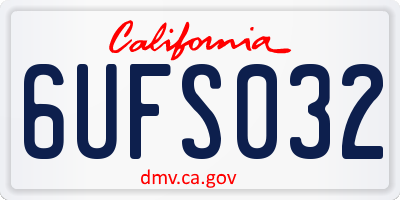 CA license plate 6UFS032