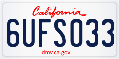 CA license plate 6UFS033